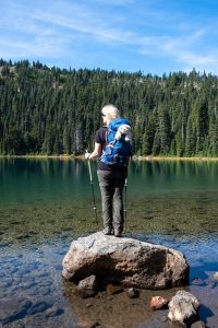 Debbi with Humphrey in the great divide