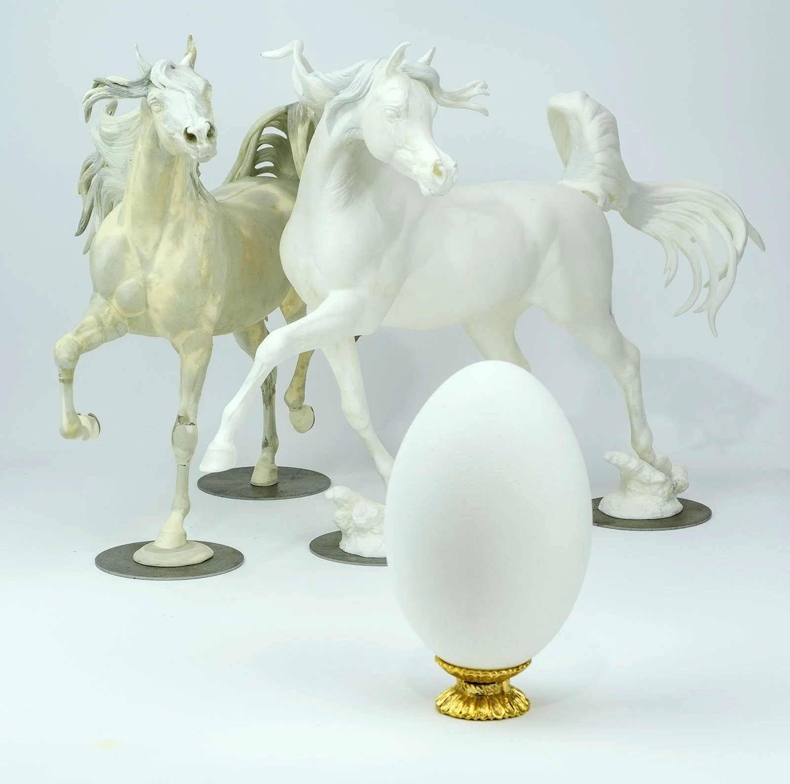 Amazing Emu Egg For Egg Carvers 2 Egg next to Model Horses