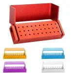 Aluminum bur holder with 30 FG size holes - open/close lid