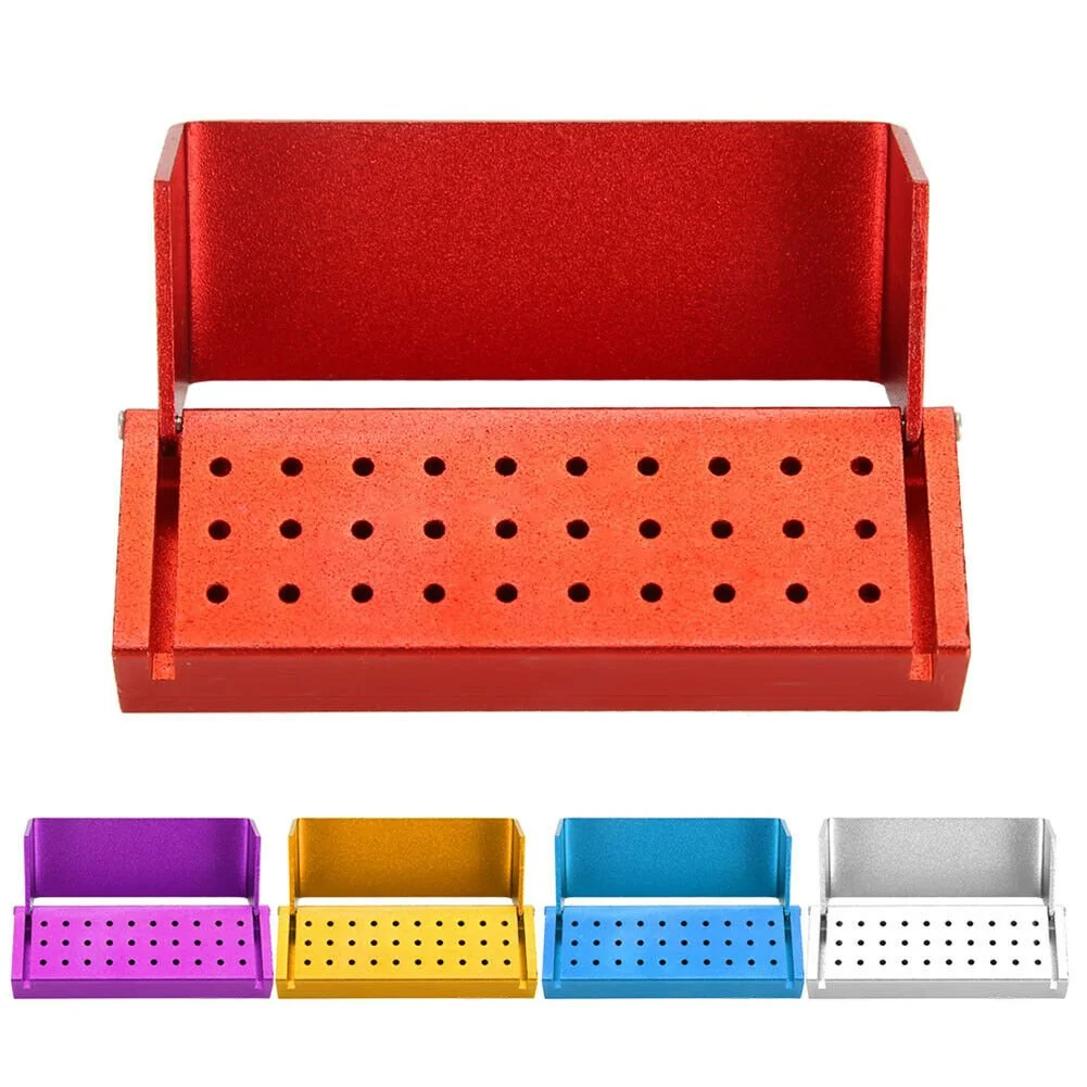 Bur Holder - 30 Hole 2 Aluminum bur holder with 30 FG size holes - open lid
