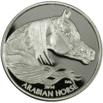 Year of the Horse Silver Coin round - Equus 2014 Horse, obverse side