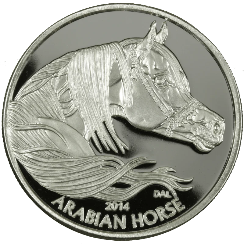 Year of the Horse Silver Coin round - Equus 2014 Horse, obverse side