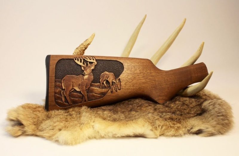 Roger Wolford gun stock carving - White Tail deer